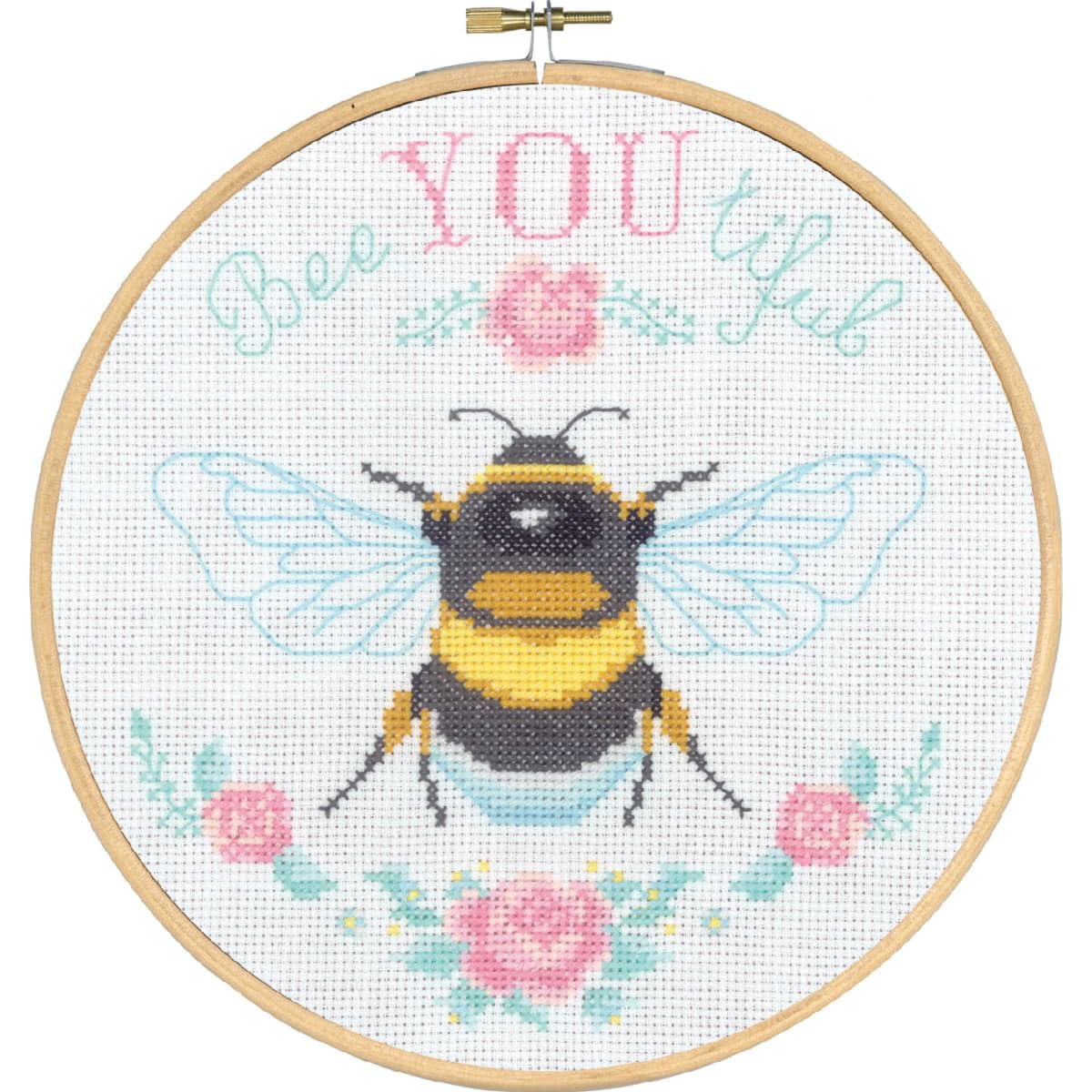 Permin Cross Stitch Embroidery Kit with Embroidery Hoop Be Attentive Counted Pattern
