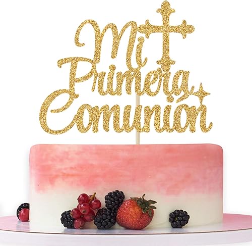 Mi Primera Comunión - Decoración de pastel de primera comunión Dios bendiga a este niño baby shower boda bautizo decoración de fiesta de bautizo