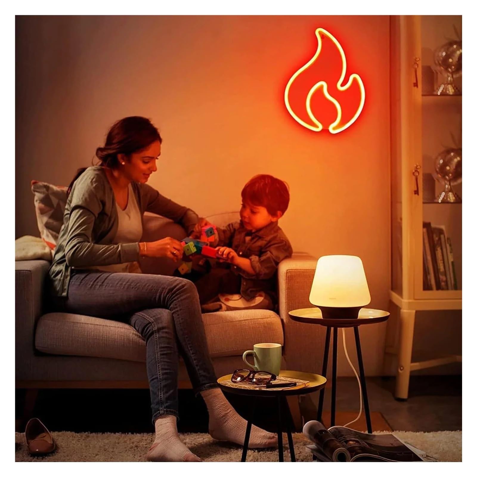 Luces Art Decoration Christmas Letrero De Neón Con Luz LED De Fuego Para Decoración De Pared De Habitación, Alimentado Por USB, Para Habitación De Niña, Dormitorio Infantil 23cm×30cm