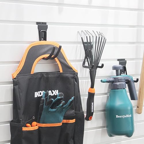 Vista 12 de Slatwall - Ganchos para colgar en la pared, accesorios de Slatwall para garaje, ganchos y ganchos de varios tamaños, paquete de 14