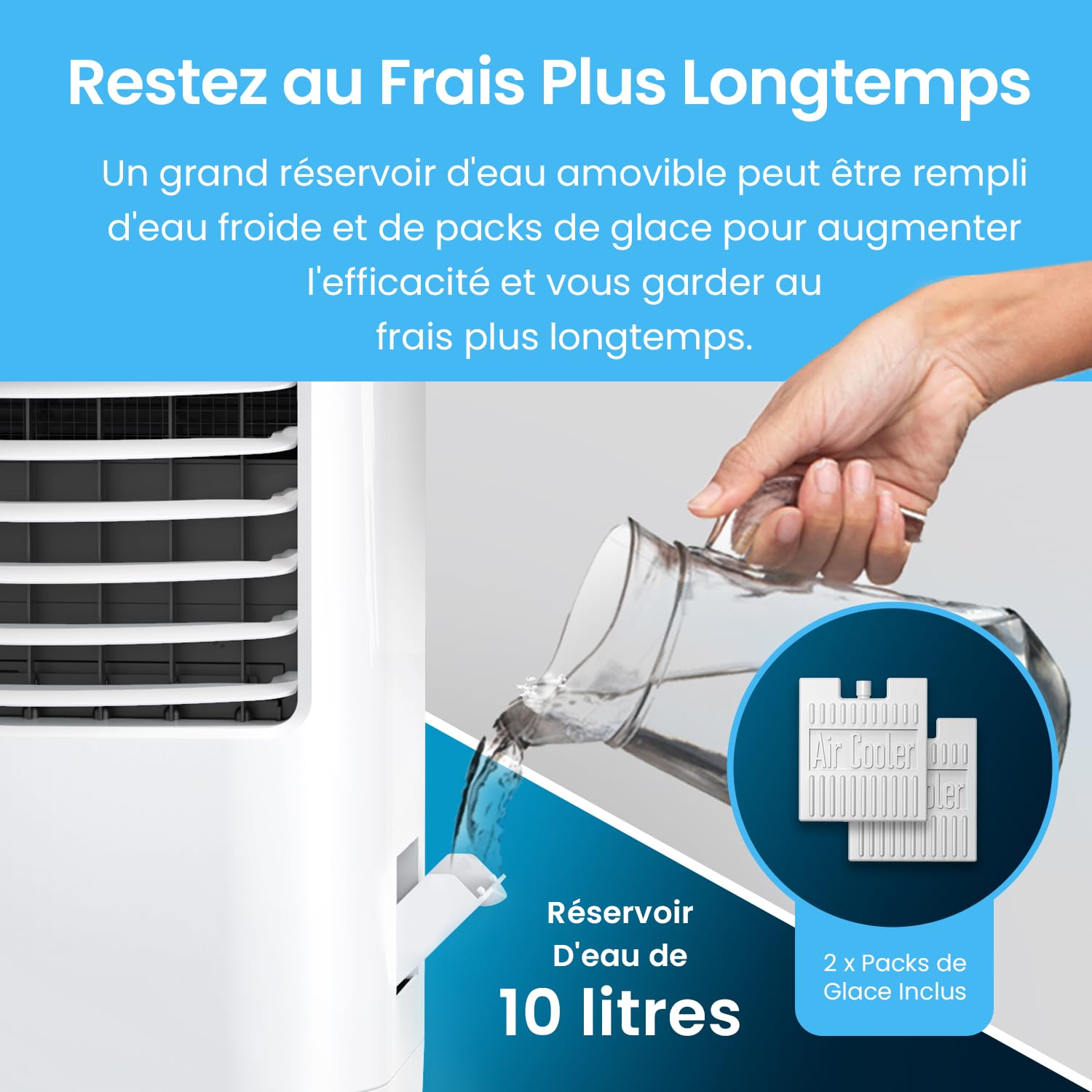 Pro Breeze Rafraîchisseur d’Air Portable 10L, Ventilateur, Humidificateur, 3 Vitesses, Télécommande - Refroidisseur par évaporation Puissant et Mobile avec Minuterie et Oscillation automatique