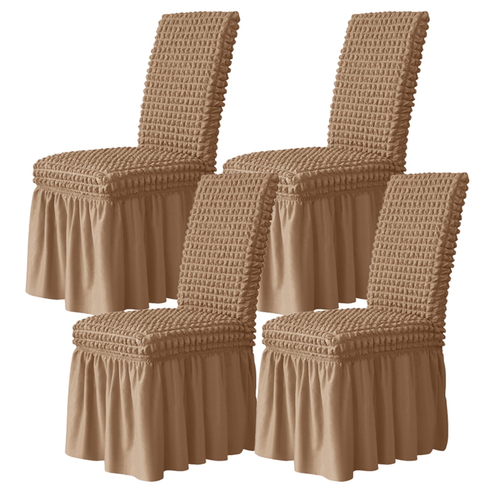 Funda Sillas Comedor & Funda de Silla Falda Burbujas Respaldo Alto, Fundas Elegantes Ajustadas Set 2/4/6, Decoración Boda & Banquete