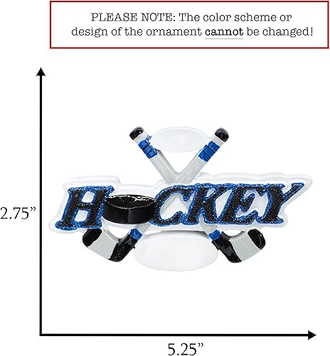 Miniatura 2 de Adorno de Navidad personalizado de hockey sobre hielo 2023  Palos de hockey y disco de decoración del árbol de Navidad para niños y niñas  Regalo de