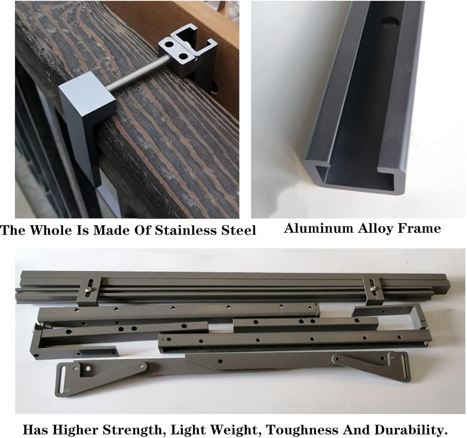 Solid Wood Outdoor Balcony Table, Adjustable Foldable Railing Bar Table for Patio & Pool, Metal Coffee Side Table, Laptop Desk & Plant Stand, Small Dining Table