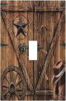 Vista 50 de Cubierta de interruptor de luz basculante de palanca de 2 bandas con textura de tablón rústico, diseño floral de mariposa y margarita