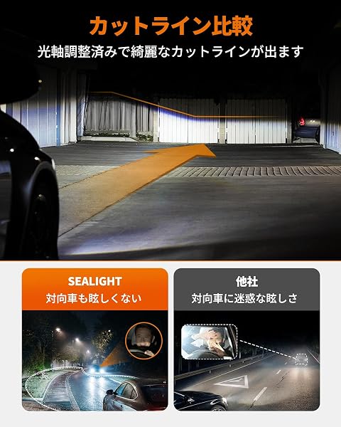 【究極のコスパ、3分取付】SEALIGHT H11/H16/H8 LEDヘッドライト 高輝度 爆光【32000LM・6500K・40W】 フォグランプ H8バルブ 16連LEDチップ搭載 DC11V-18V 車検対応IP68防水防結露 キャンセラー内蔵 0.1s瞬間起動 1:1サイズ 無極性 50000時間以上寿命 ファンレス 車/バイク 2個入り 2年保証 S1-lite-H11 ホワイト - 4