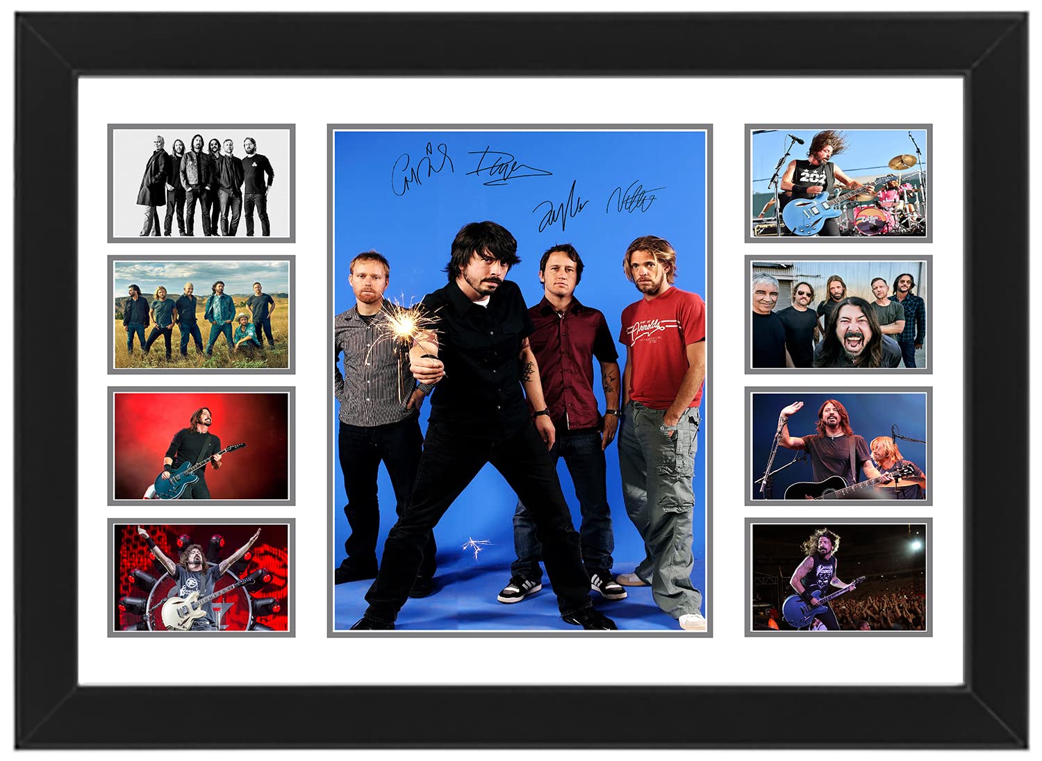 Foo Fighters Autographed Collage Poster Print - Limited Edition Music Memorabilia Collectible, Home Decor, Wall Decor, Pop Culture Art, Best Gift for Music Lovers (Framed, A3 (16x12-42x30cm))