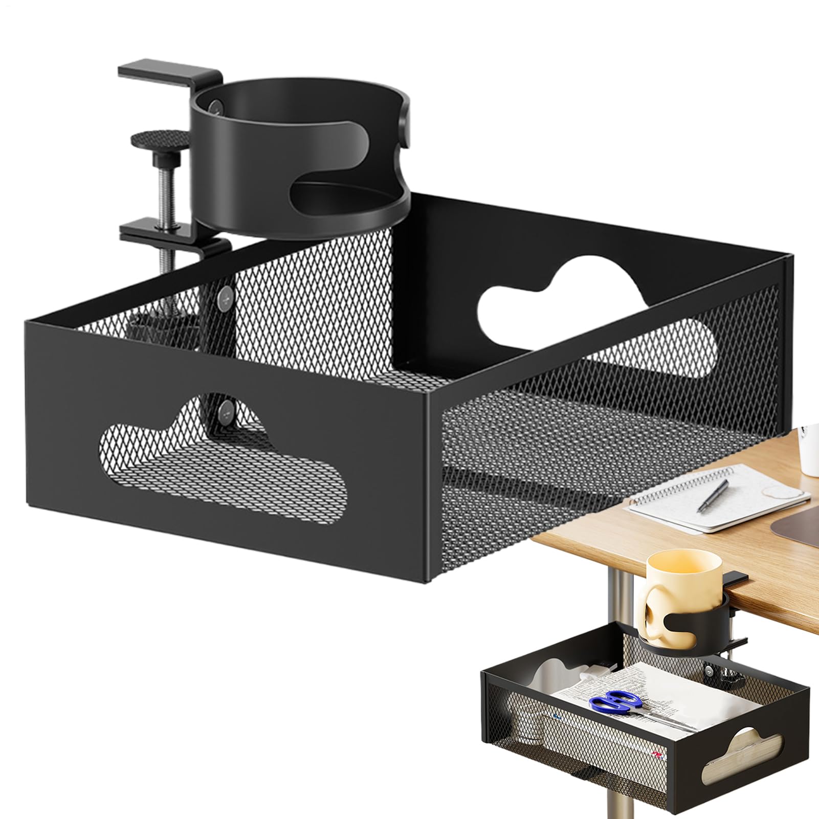 Accessoires de rangement pour papeterie de bureau et porte-gobelet à pince