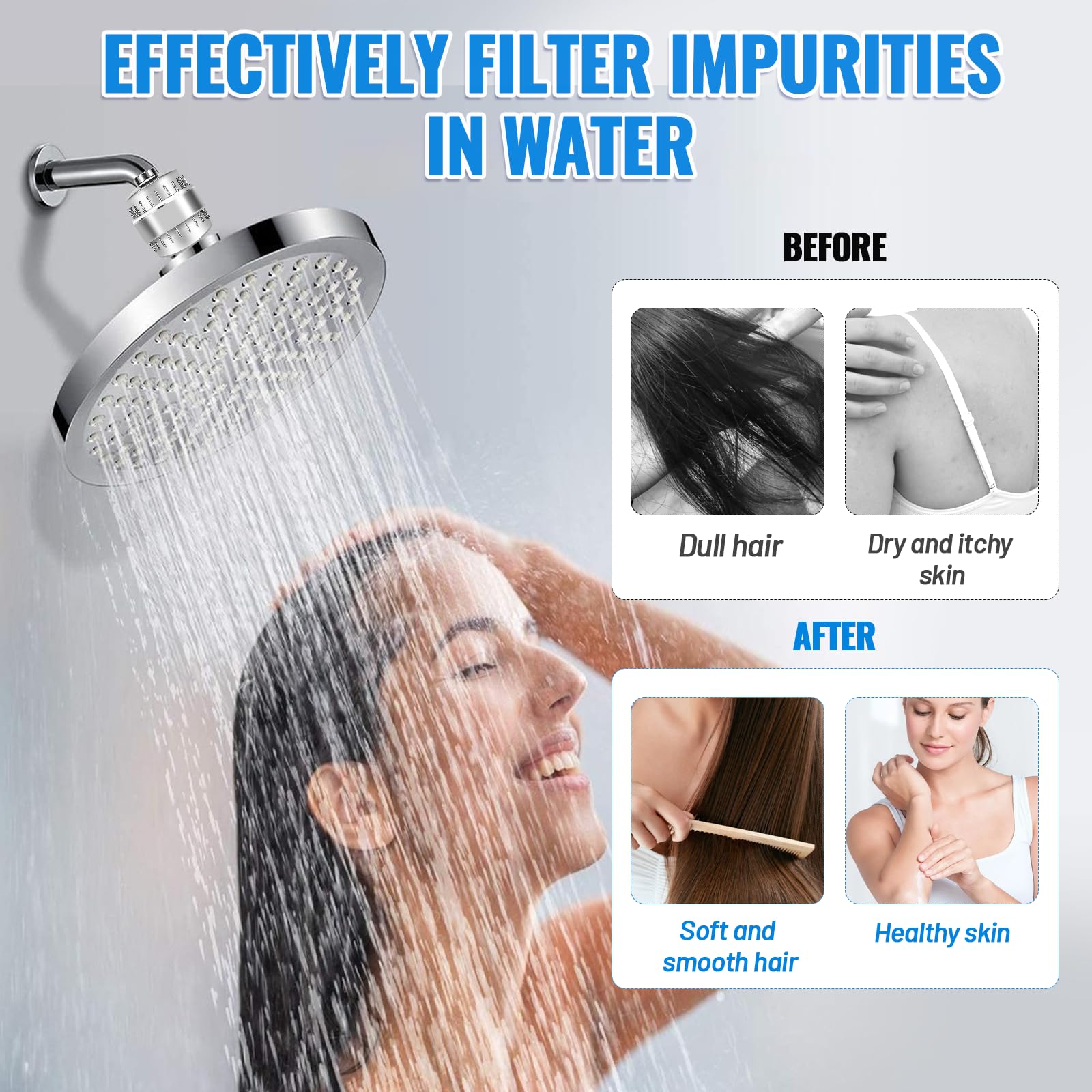 25 Stadi Filtro Doccia Ledebouk - Anticalcare Con 2 Cartucce Vitamina C, Rimuove Cloro E Metalli Anticalcare Acqua Dura