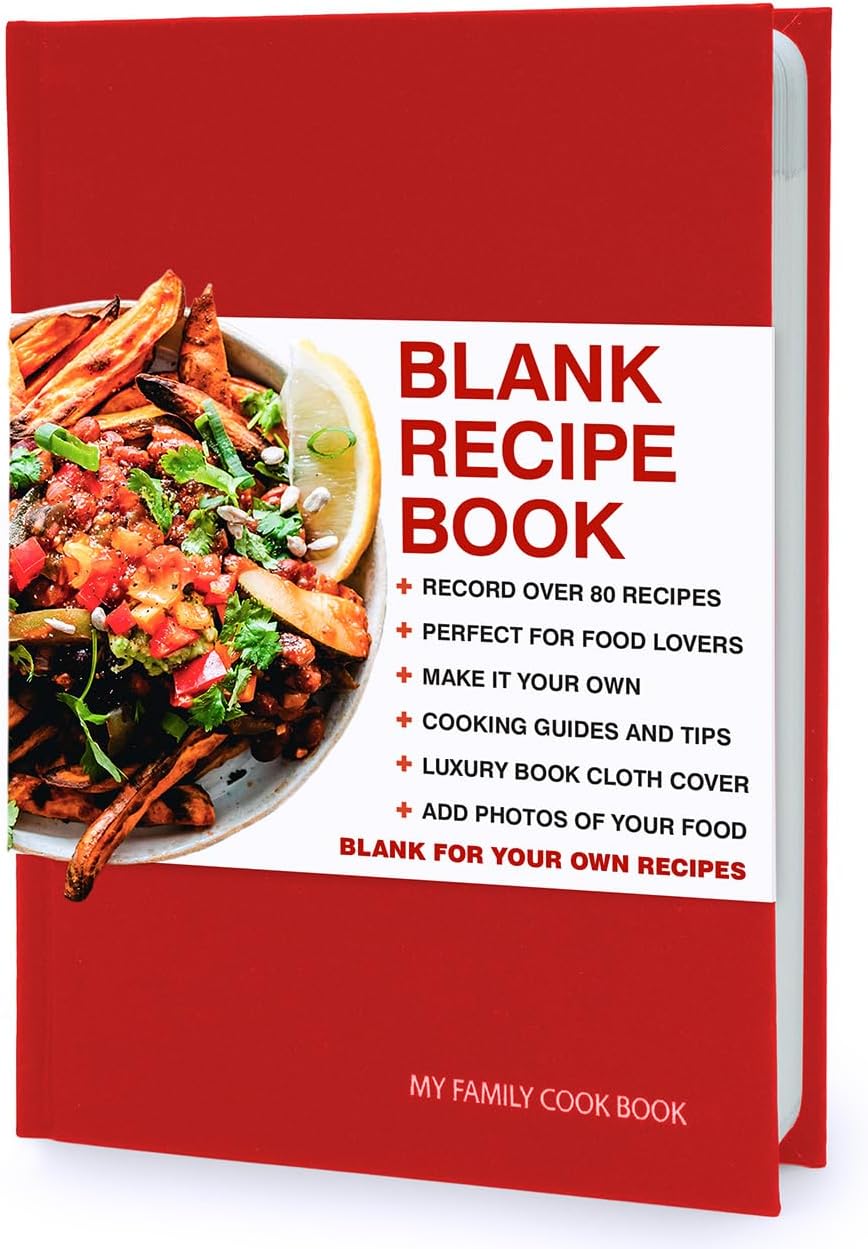 SUCK UK My Family Recipe Book and Cooking Journal/Kochbuch fur Familienrezepte und Kochtagebuch - mit Blanko Seiten zum aufzeichnen archivieren Ihrer eigenen Rezepte - Rot