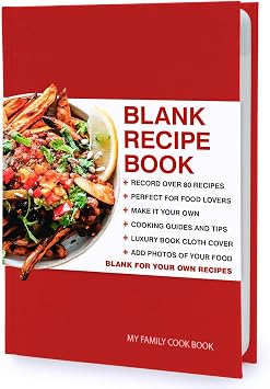 Suck UK - Blank Family Cookbook - Recipe Book To Write In Your Own Recipes - My Family Cookbook - Personalised Recipe Book - Hardcover DIY Cookbook - Cooking Diary - Personal Food Photos Journal - Red
