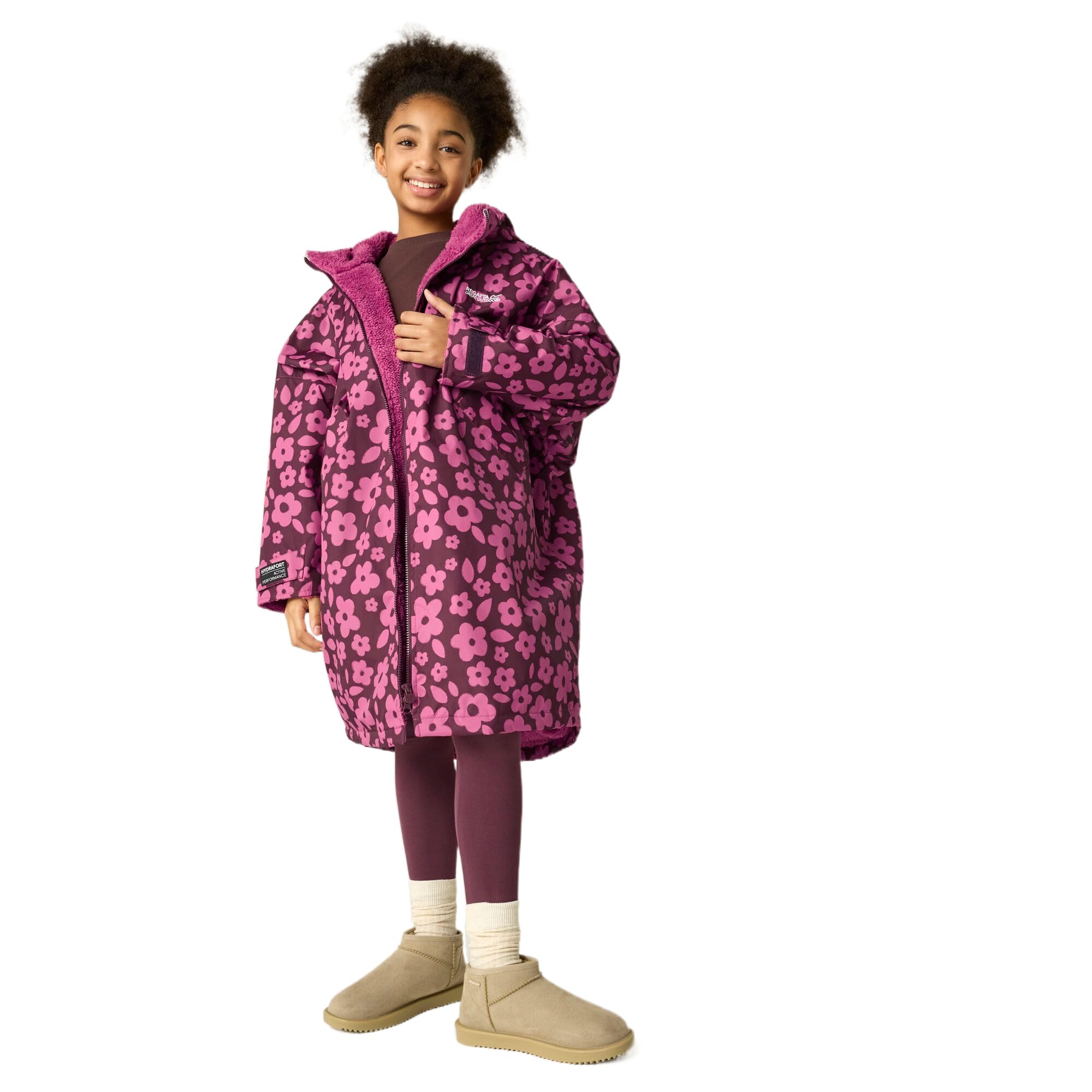 Regatta (Purple) Kids Changing Robe Oversized Weatherproof Hydrafort 5000 Windproof Zip U