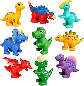 9PCS Dinosaur Bath Toys for Kids, Soft Mold Free Bath Toys