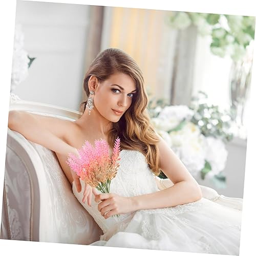 Miniatura 5 de Happyyami 6 piezas de césped de plástico simulado, tallos de vegetación sintética para boda, arreglo floral sintético para jarrón, arbustos