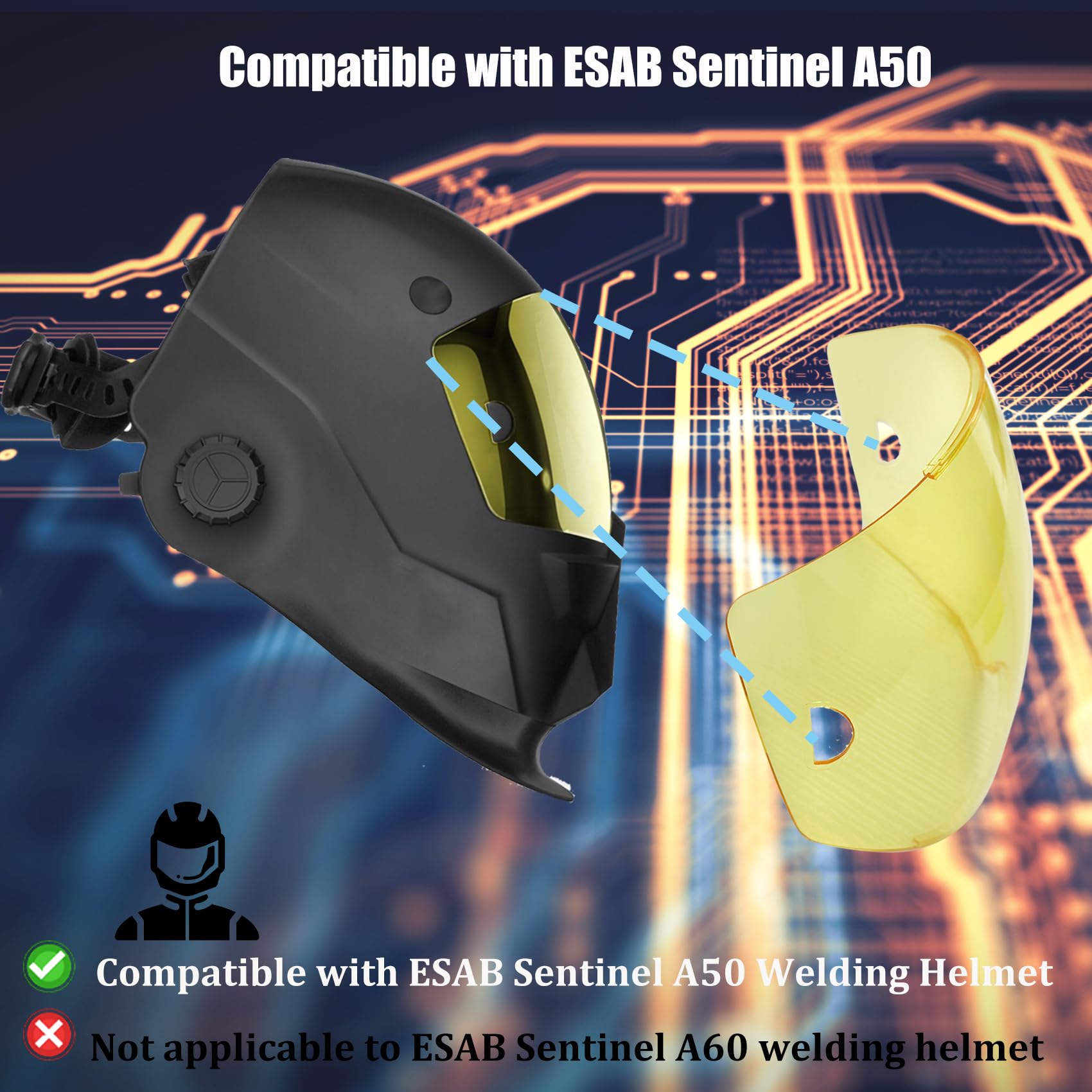Paquete de 7 lentes de cubierta frontal ámbar reemplazables ESAB Sentinel A50 0700000803