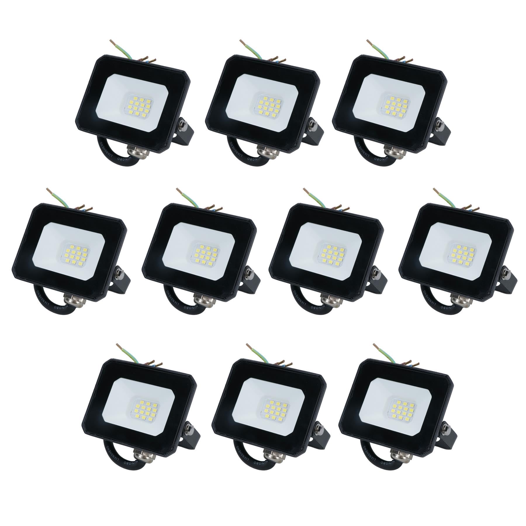 AB Tools 10 Watt LED Mini Floodlight Garden Lighting 800 Lumens IP65 + Bracket 10pc