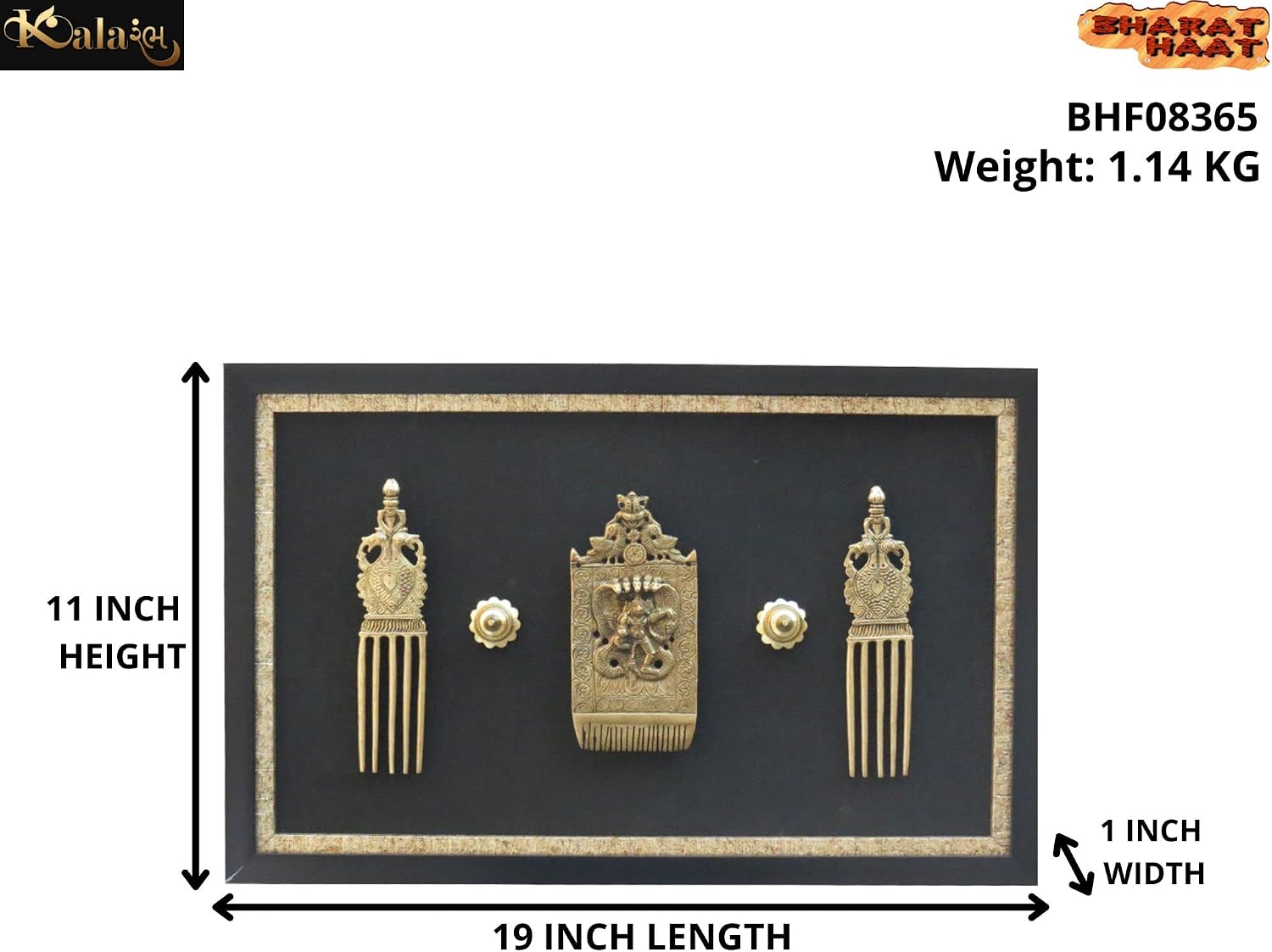 Brass & Resin Hair Pin Frame for Home Decor Items Collectible Handicraft Art, Yellow, 19 x 1 x 11 INCH (L x W x H) image 4