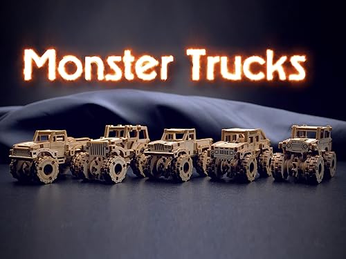 Miniatura 8 de WOODEN.CITY Vintage Cars Monster Truck 2 - Kits de modelos de madera 3D para adultos para construir autos, rompecabezas de madera 3D para adultos -