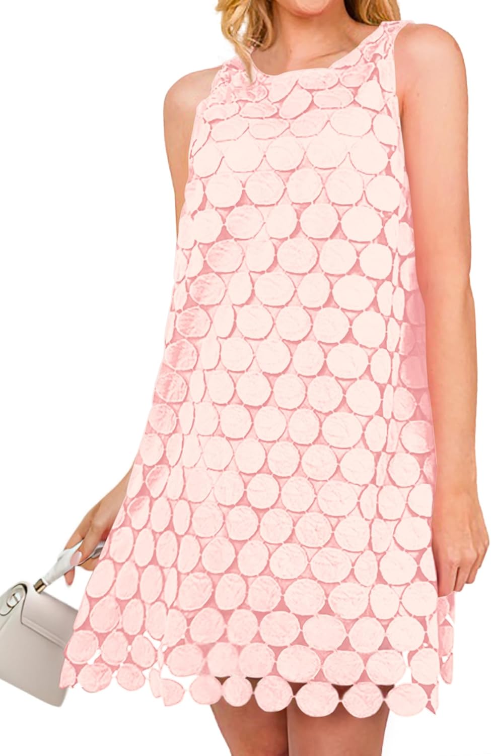 BTFBM Women Hollow Out Circle Embroidered Short Dresses Summer Casual Sleeveless Vacation Party Cocktail Tank Dress