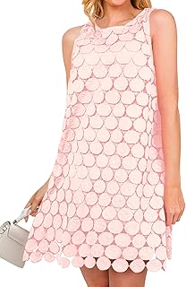 Women Hollow Out Circle Embroidered Short Dresses Summer Casual Sleeveless Vacation Party Cocktail Tank Dress