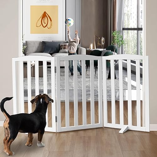 Miniatura 29 de Puerta para Perros Independiente para Interiores, Puerta para Perros Plegable, Puertas para Perros para Entradas, Escaleras o Pasillos, Puerta