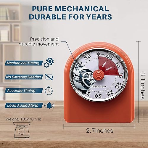 Miniatura 6 de Temporizador visual de 60 minutos, temporizador de cocina de 3 pulgadas, reloj de cuenta regresiva analógico, herramienta de gestión de tiempo para