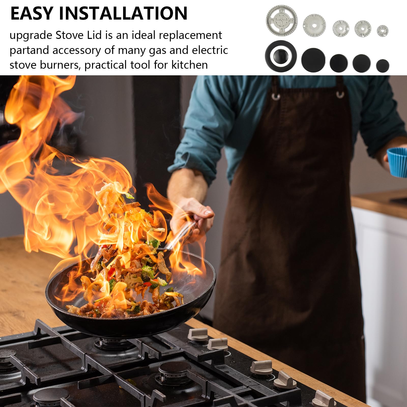 Chapeaux de Brûleurs, 5pcs Bruleur Gaz, Brûleur Cuisinière à Gaz, Chapeau de Couronne de Brûleur à Gaz, Capuchon de Flamme de Brûleur à Gaz Adapté au Brûleur de Cuisinière à Gaz SABAF