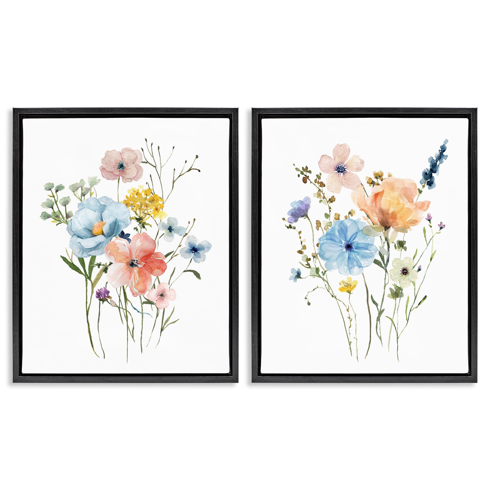Stupell Industries Pastel Wildflower Bouquet Pair 'Wildflower Sprig Bundles'| 2Pc Floating Frame Art Set 2