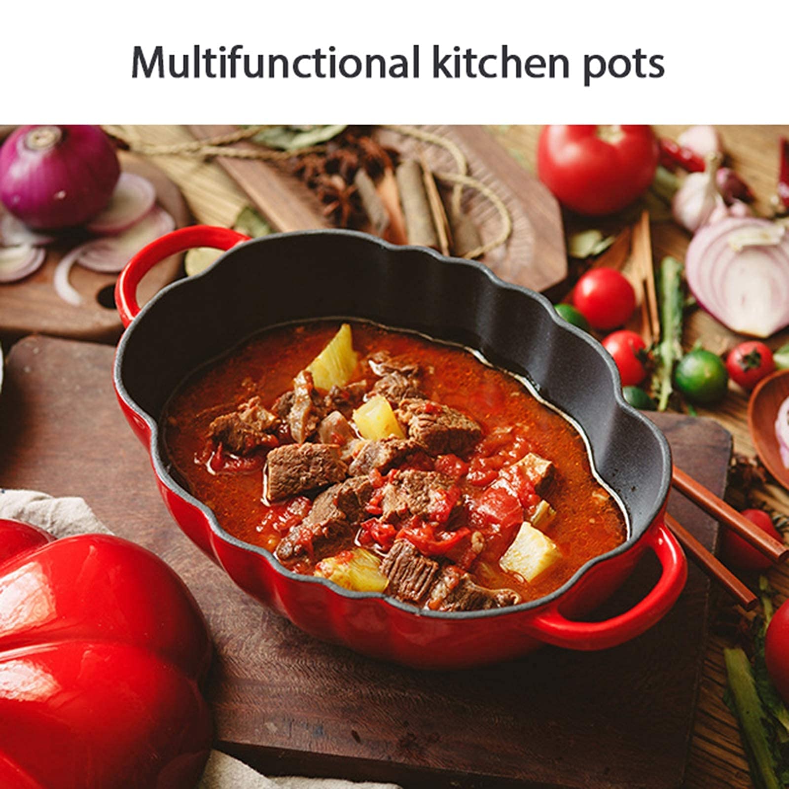 2-in-1鋳鉄製ダッチオーブンポット　エナメル鋳鉄鍋 2-in-1鋳鉄製ダッチオーブンポット エナメル鋳鉄鍋 鋳鉄製