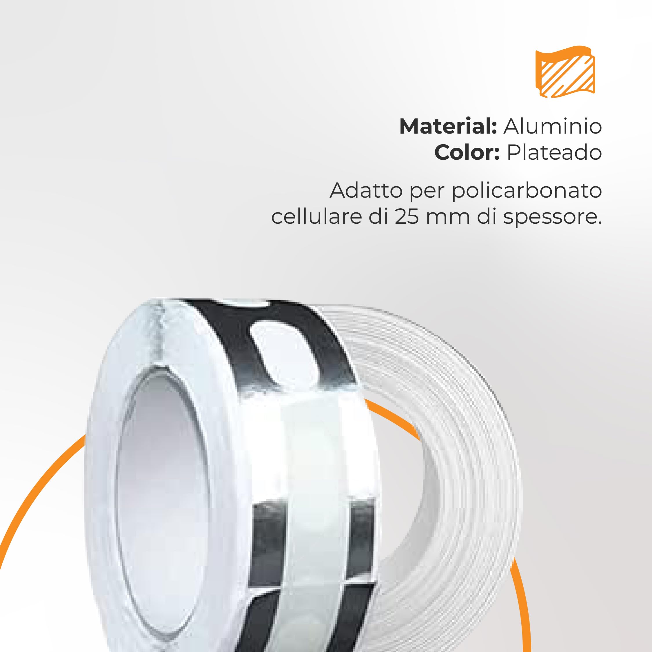 Nastro Adesivo in Alluminio Forato - Per Sigillare Pannelli In Policarbonato - Antimuffa - Permette la Ventilazione - 60 mm x 33 ml