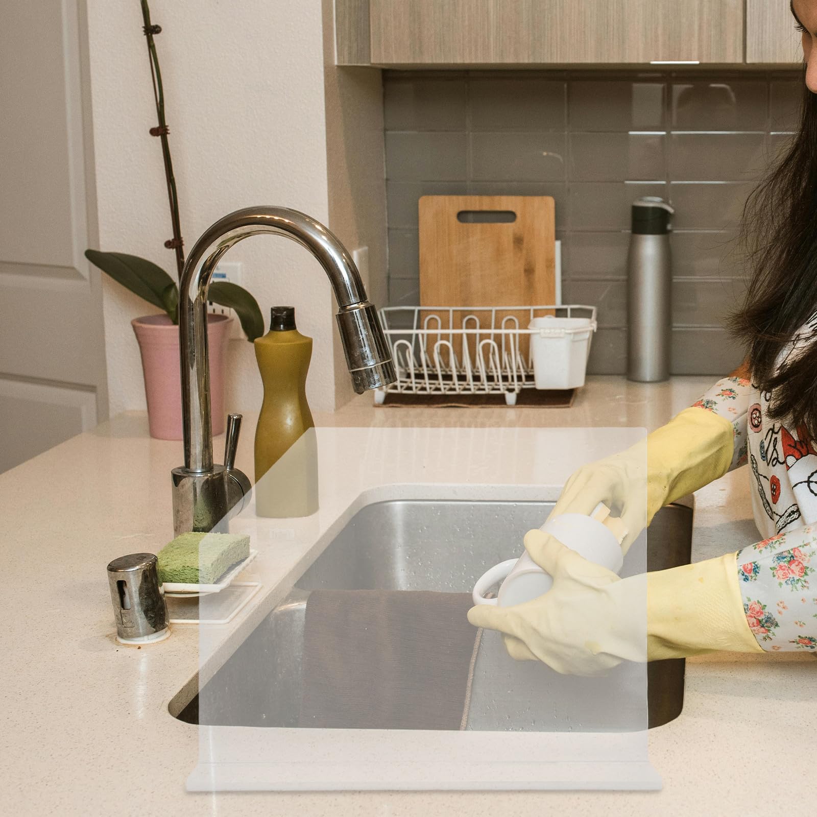 SHINEOFI Paraschizzi per Lavello in Acrilico Trasparente Facile Installazione e Pulizia, per Cucina e Appartamenti