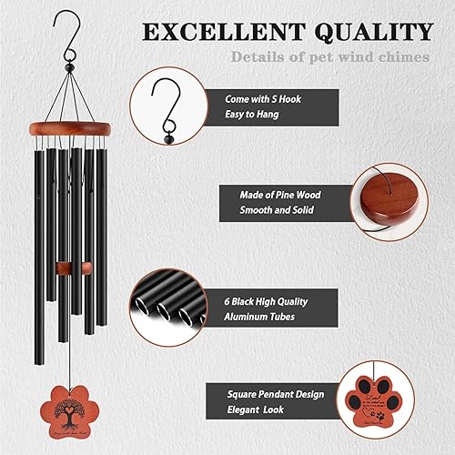 Miniatura 61 de Regalos de pérdida de mascotas, campanillas de viento conmemorativas para perros de 28 pulgadas, regalo de condolencias por pérdida de perro, regalo