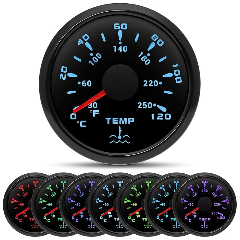 Manômetro de temperatura da água ARTILAURA 52 mm com iluminação de 7 cores – AR-CX6139B
