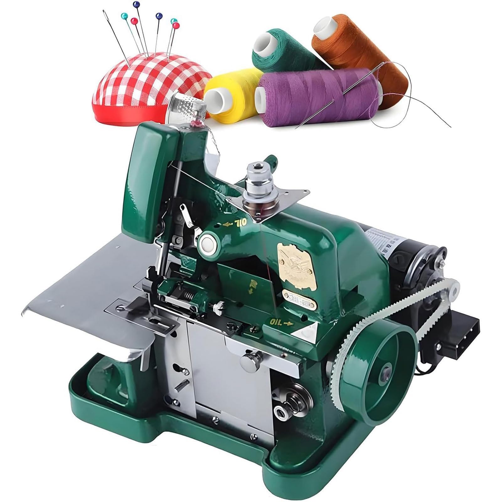 Overlock, maszyna do szycia overlock o mocy 250 W z metalową ramą, przemysłowe overlocki i maszyny do szycia overlock o 3-4 nitkach, regulowana długość ściegu, do ciężkich tkanin
