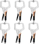 6-Inch C-Clamp Locking Pliers,Heavy Duty Vise Grip Welding Clamp with Swivel Pads for Woodworking,Home,Metalworking,Auto Repair(6 Pack)