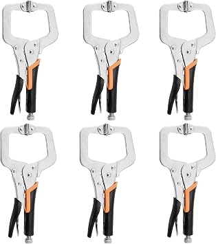 11-Inch C-Clamp Locking Pliers,Heavy Duty Vise Grip Locking Pliers With Swivel Tips for Woodworking,Welding,Home6 Pack
