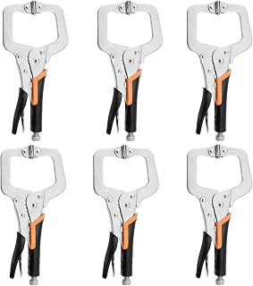 6-Inch C-Clamp Locking Pliers,Heavy Duty Vise Grip Welding Clamp with Swivel Pads for Woodworking,Home,Metalworking,Auto Repair(6 Pack)