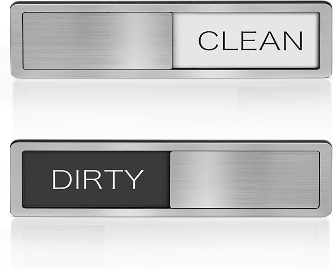 Dishwasher Magnet Clean Dirty Sign - Stainless Steel Dishwasher Magnetic Sign - Clean & Dirty Dishwasher Slider Easy to Indicator - Kitchen Gadgets