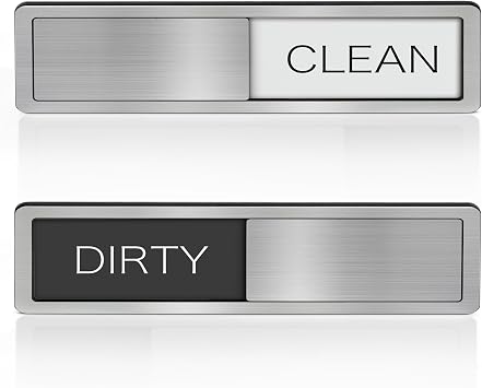 Dishwasher Magnet Clean Dirty Sign - Stainless Steel Dishwasher Magnetic Sign - Clean & Dirty Dishwasher Slider Easy to Indicator - Kitchen Gadgets