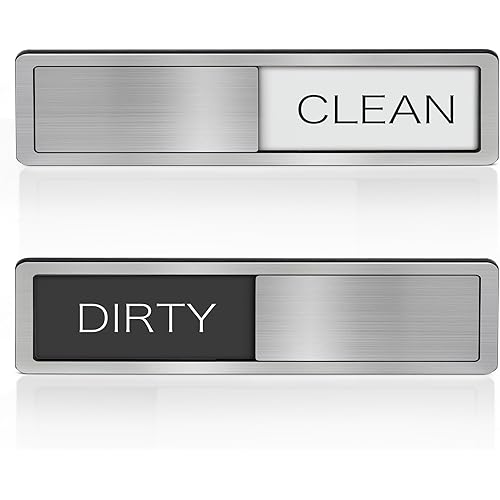 Dishwasher Magnet Clean Dirty Sign - Stainless Steel Dishwasher Magnetic Sign - Clean & Dirty Dishwasher Slider Easy to Indicator - Kitchen Gadgets