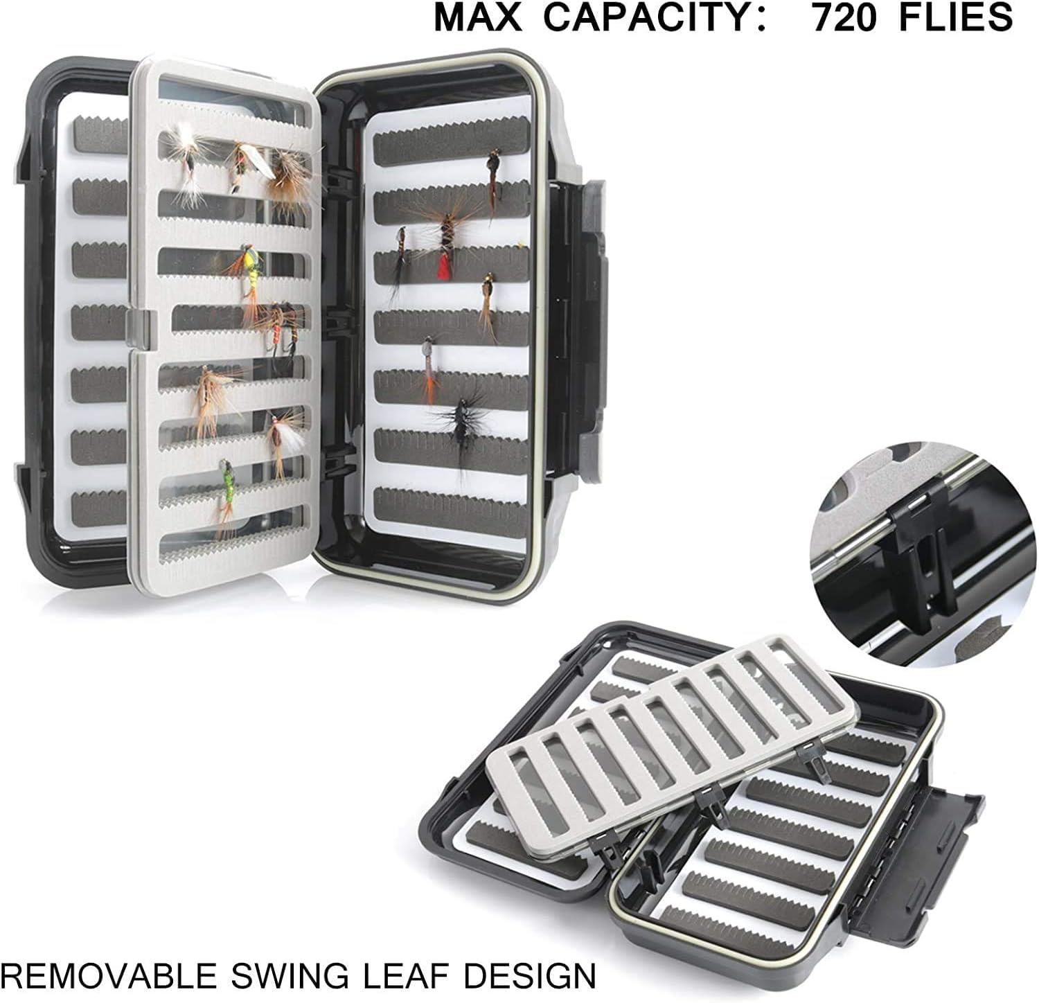 Maxcatch Streamer Waterproof Fly Fishing Box Double Sided Waterproof Jig Box For Flies Swing Leaf Center (Slit Foam with Swing Leaf Insert) - Image 3