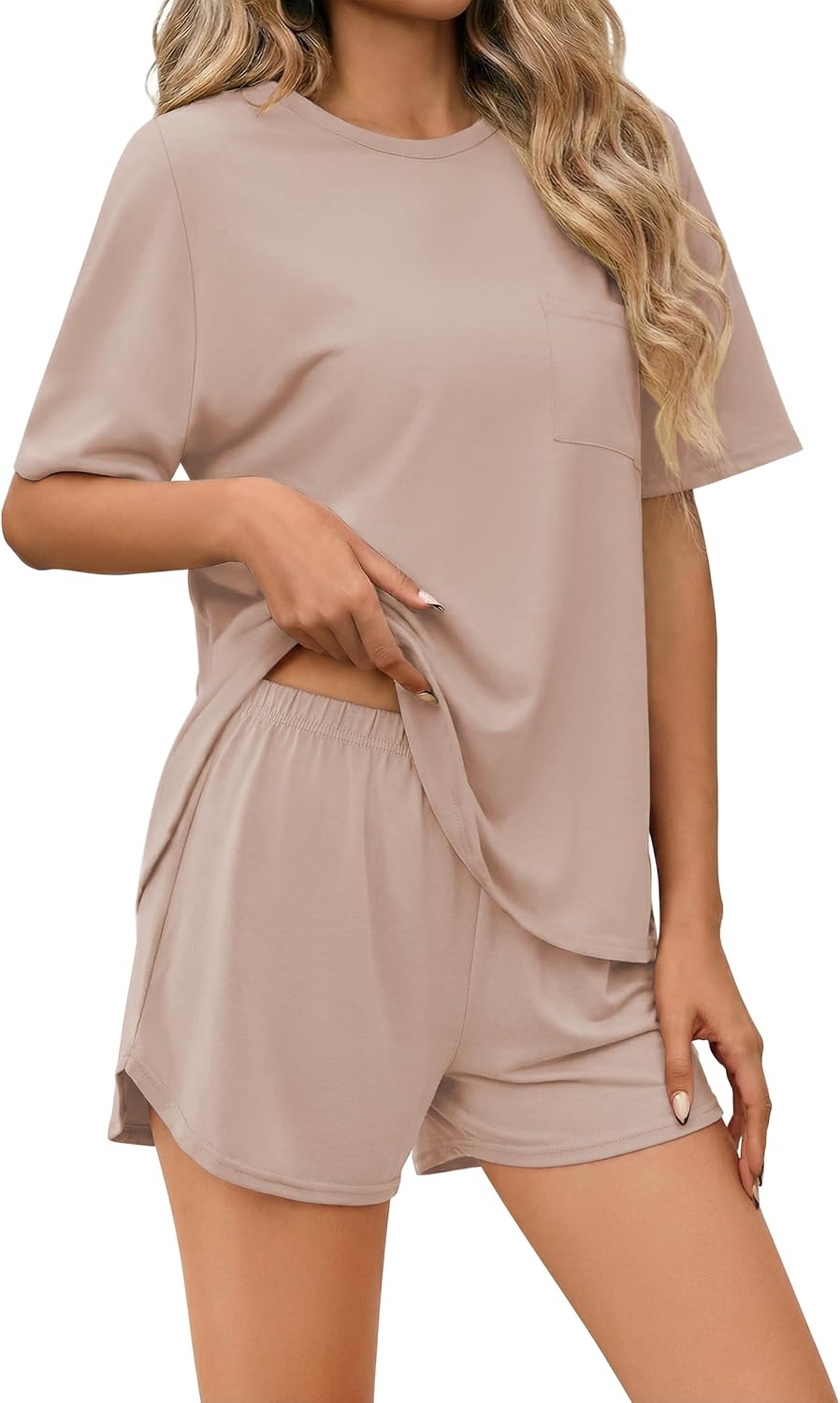 Ekouaer Pajama Set for Women Bamboo Viscose Pjs Set Ultra Soft Short Sleeve Sleepwear 2 Piece Lounge Sets S-XXL