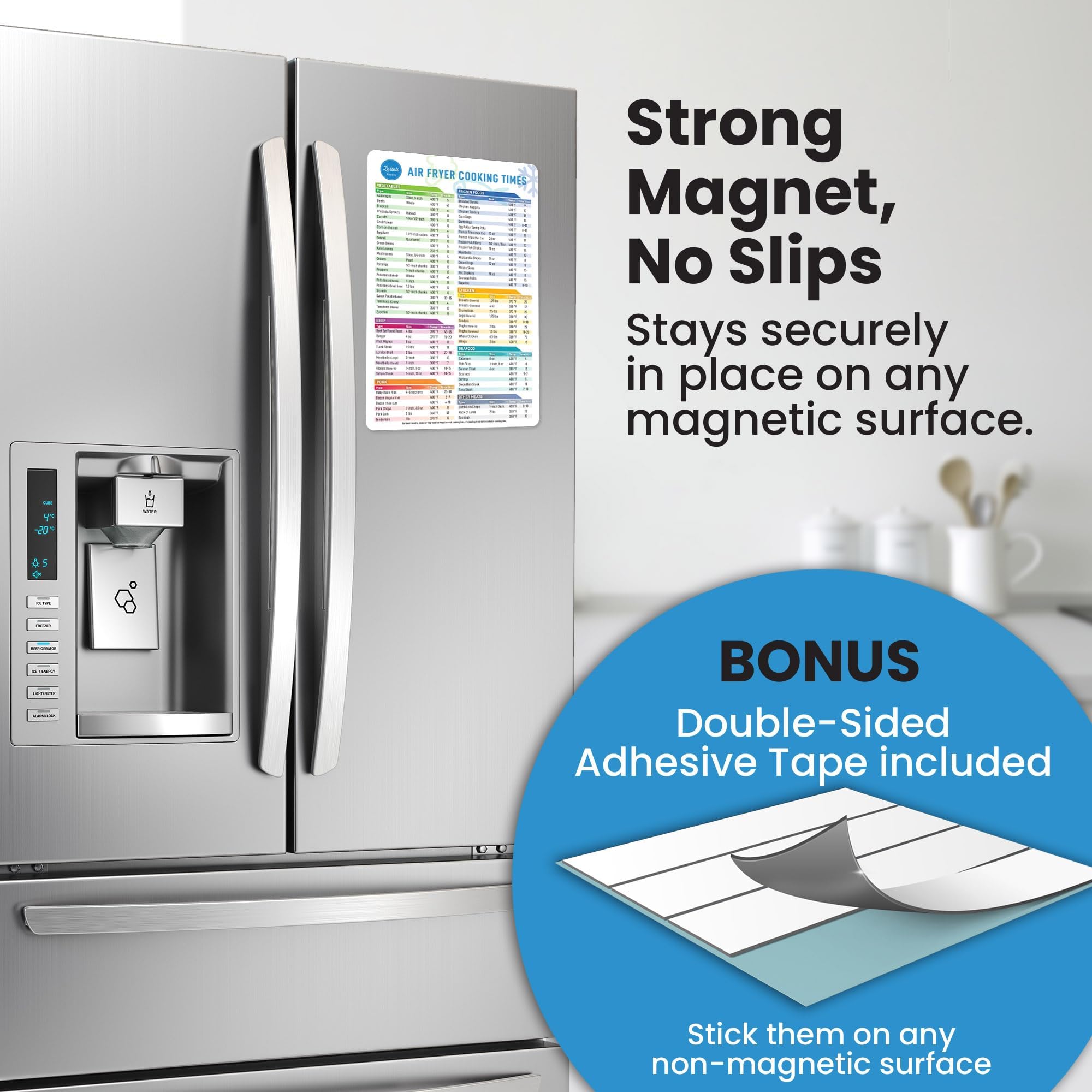 Lotteli Kitchen Air Fryer Magnetic Cheat Sheet Set, White view 5