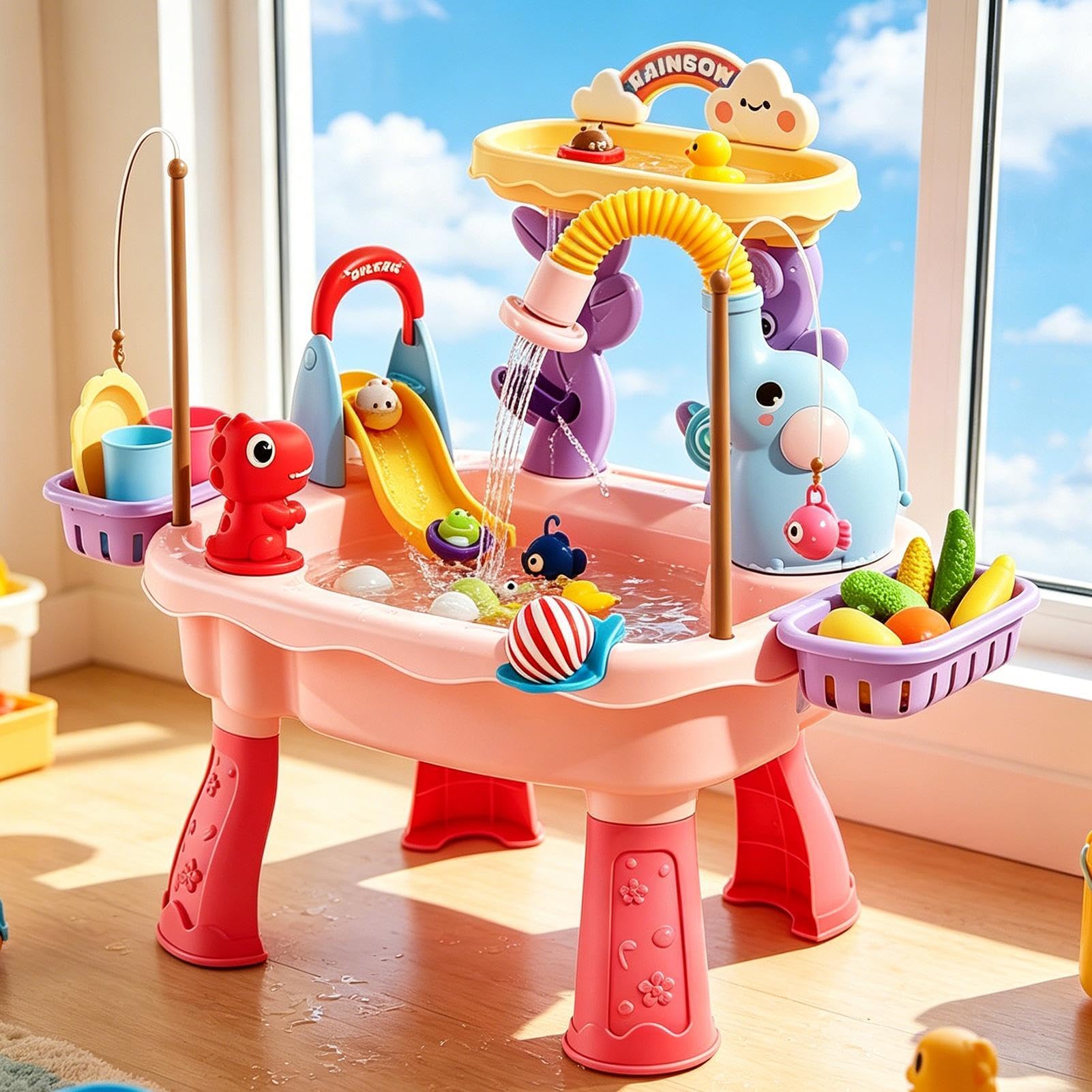 Wasserspieltisch Für Kinder Elefanten-Design Sensorikspielzeug | Outdoor-Wasserspieltisch für Hinterhof, , Park, Kita, Vorschule, Sommer, Terrasse, Camping, Innenbereich sowie und