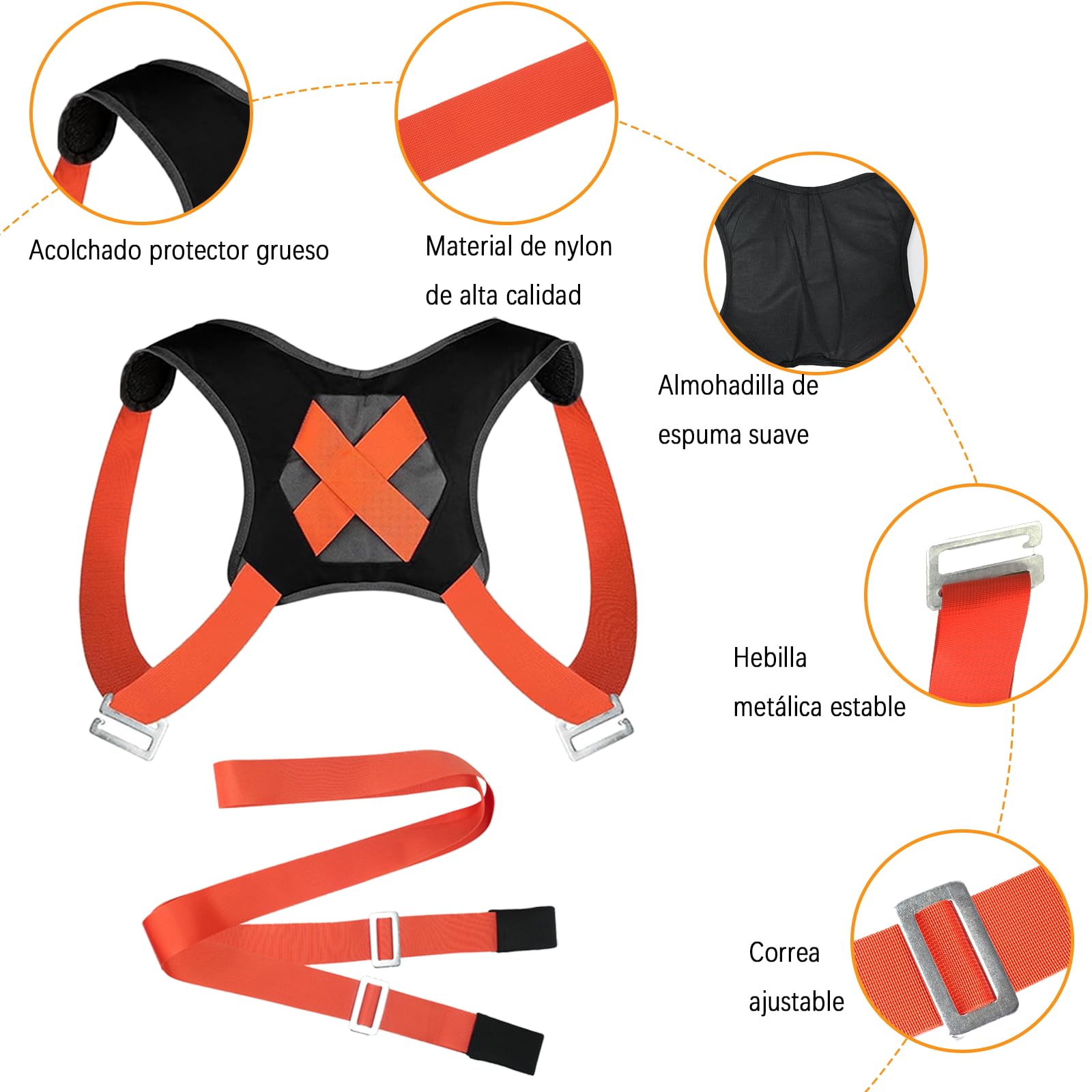 Juego de correas para 2 personas, capacidad de carga de 800 kg, con chalecos acolchados para los hombros, correa multifuncional para elevación de muebles para mudanzas y transporte, incluye acolchado