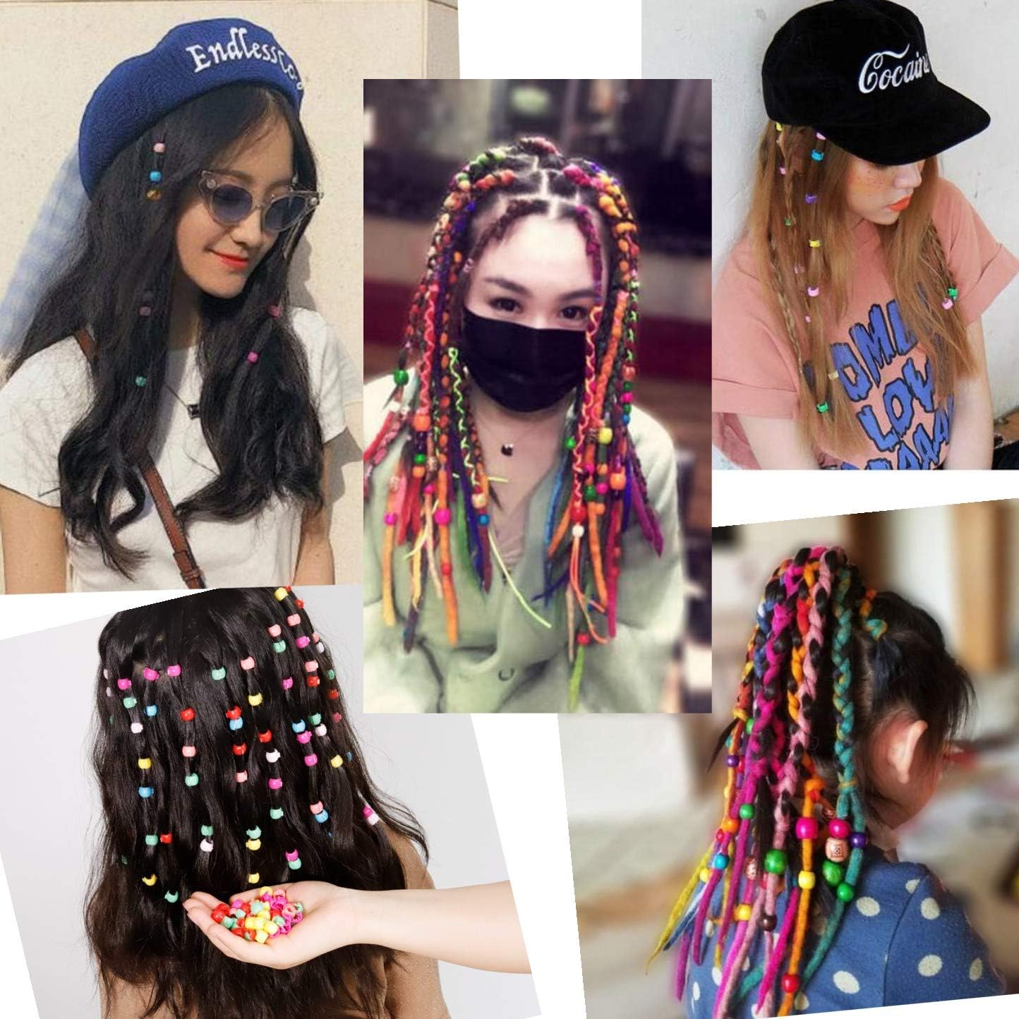 JZK 100 x Multicolor round mini hair claw clip beads for hair braiding pony bead hair beads for braids for kids girls women small hair clips for braids - Image 5