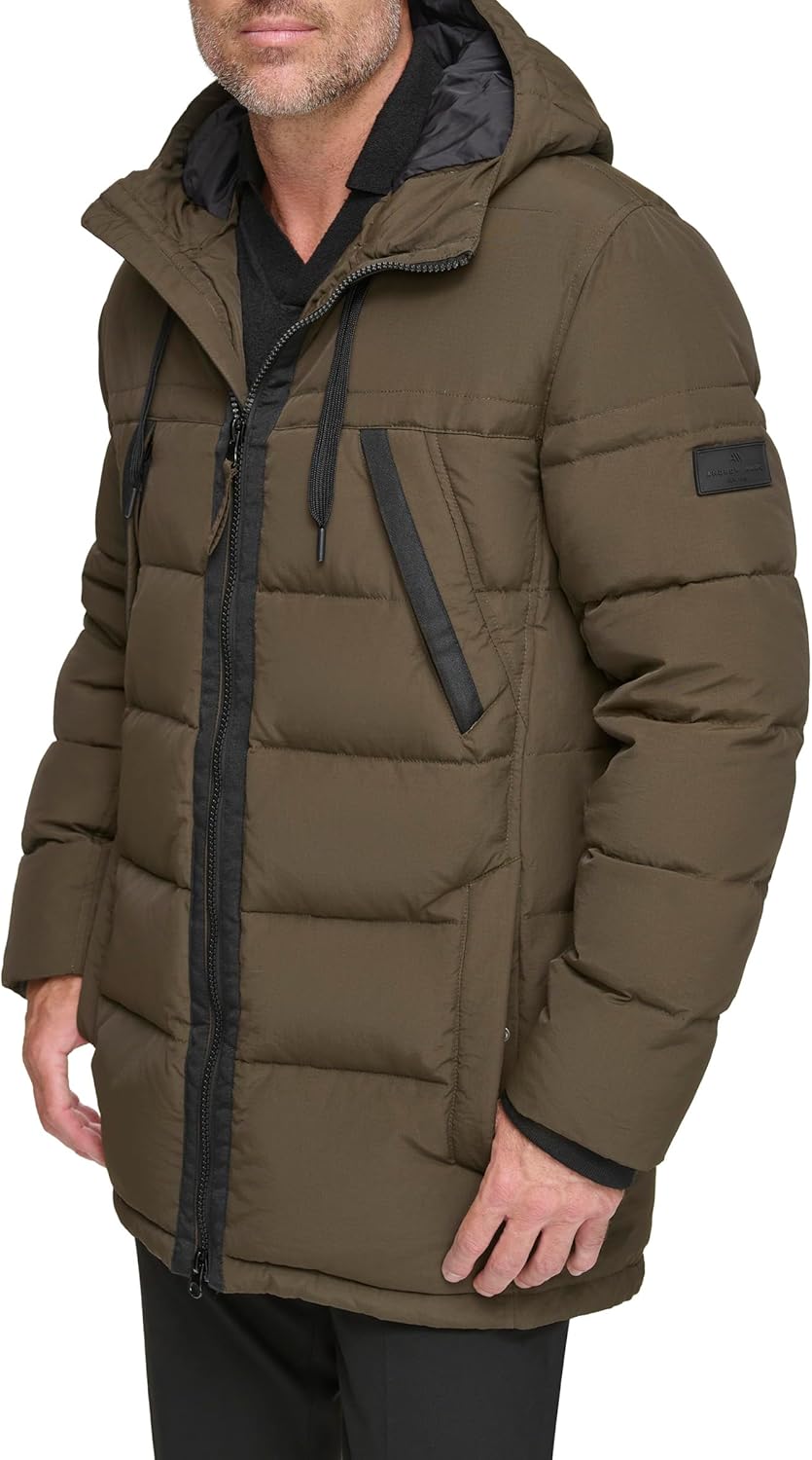 Andrew Marc mens Water Resistant Hubble Crinkle Down Jacket With Removable Faux Fur Hood - Image 4