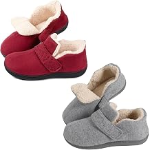 Zizor Set of 2 Pairs of Womens lvy Adjustable Slippers, Size 8, Burgundy Red & Grey