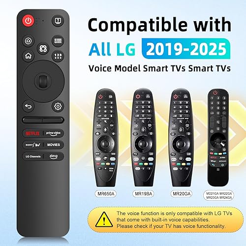 Miniatura 2 de Repuesto para LG MR25GA Magic Remote, compatible con televisores LG 2019-2025, incluye AI, puntero y voz Alexa, para televisores inteligentes, para