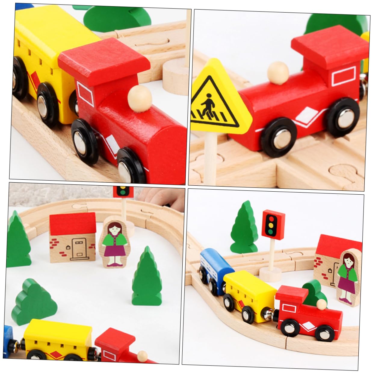 SUPVOX Giocattoli Di Legno Puzzle Per Ragazzo Set Di Vagoni Ferroviari in Legno Di Faggio Giocattoli Educativi Puzzle Per Ragazzo